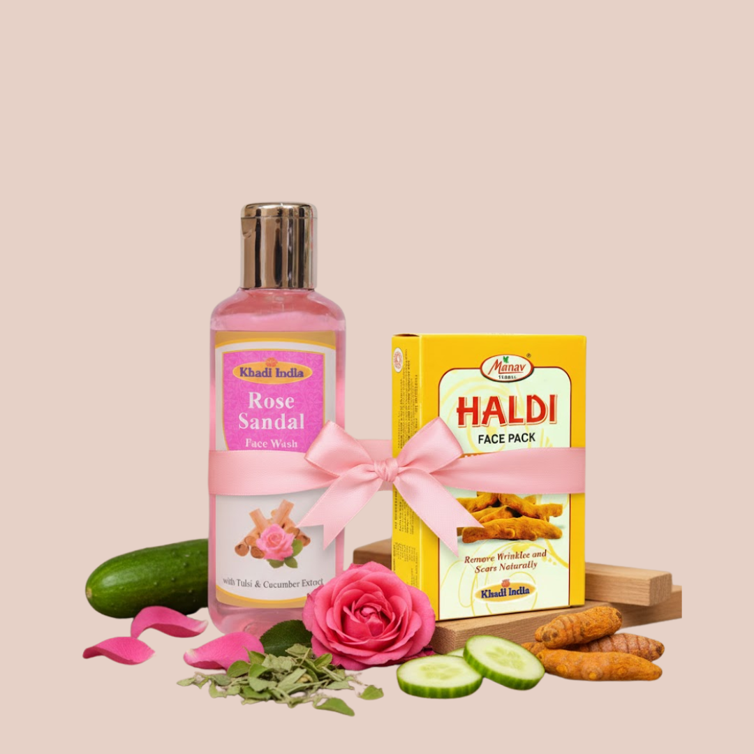 skin glow combo, glowing skin kit, herbal glow combo, ayurvedic skin brightening set