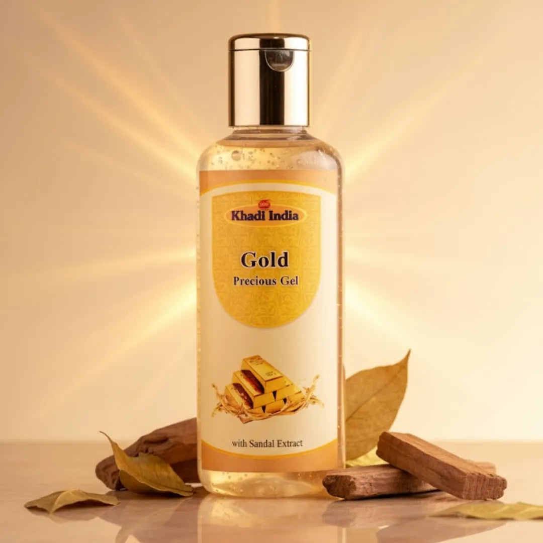 Khadi Ayurveda Gold Precious Gel with Sandal Extract – Radiance Boosting Ayurvedic Gel for Glowing, Hydrated Skin [200ml]