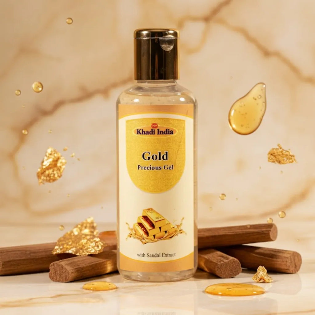 Khadi Ayurveda Gold Precious Gel with Sandal Extract – Radiance Boosting Ayurvedic Gel for Glowing, Hydrated Skin [200ml]