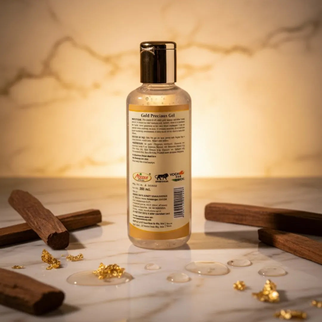 Khadi Ayurveda Gold Precious Gel with Sandal Extract – Radiance Boosting Ayurvedic Gel for Glowing, Hydrated Skin [200ml]