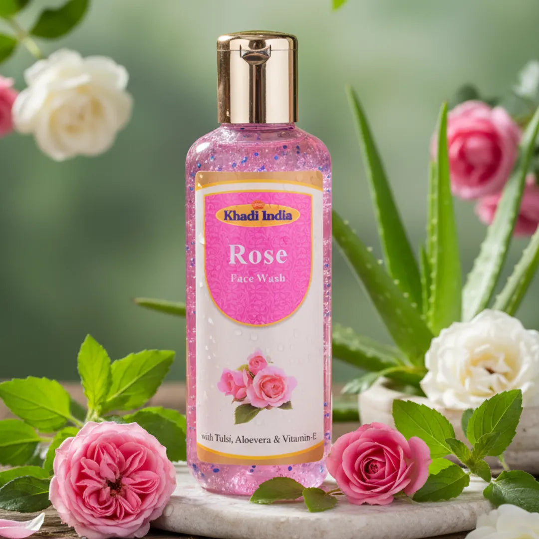 Khadi Ayurveda Rose Face Wash – With Tulsi, Aloe Vera & Vitamin-E