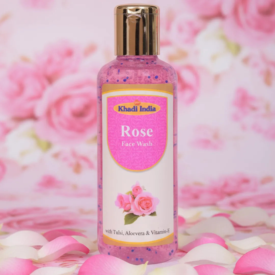 Khadi Ayurveda Rose Face Wash – With Tulsi, Aloe Vera & Vitamin-E